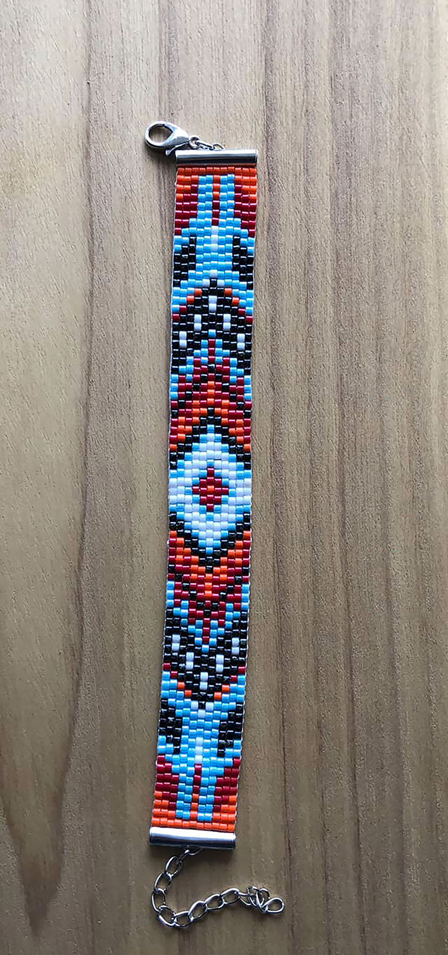 Bracelet en perles Miyuki Rouge, blanc, bleu (bracelet 7)