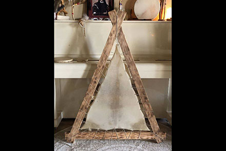 Cadre à peindre peaux et bois - forme triangulaire