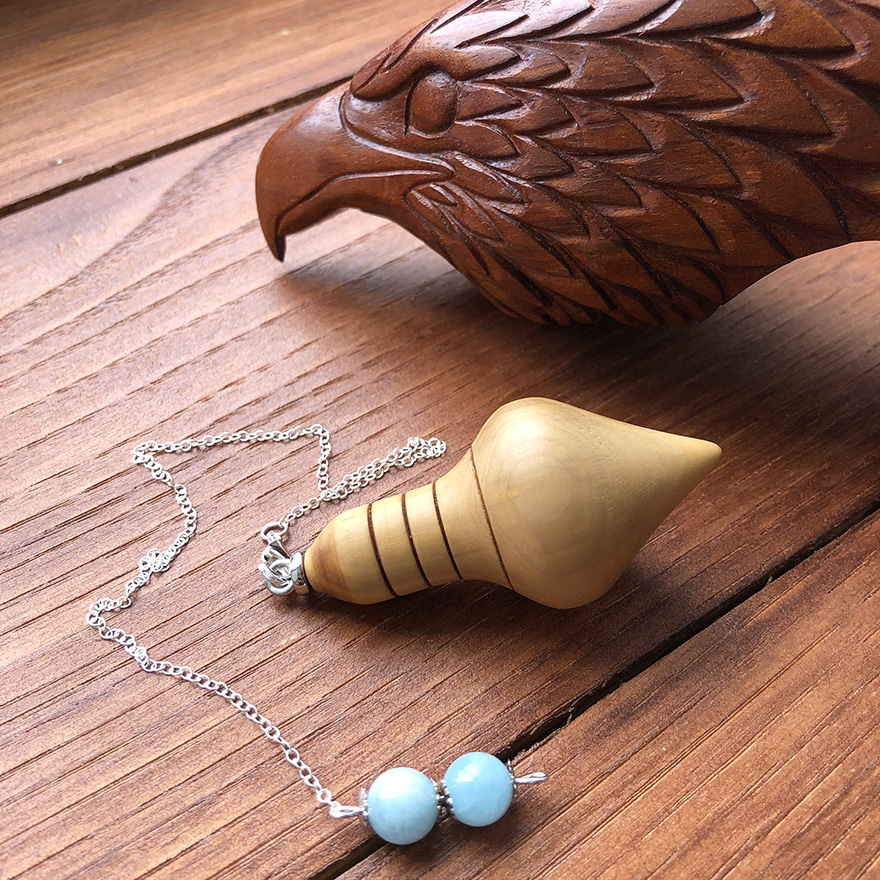 Pendule en buis et aigue-marine (pendule 8)