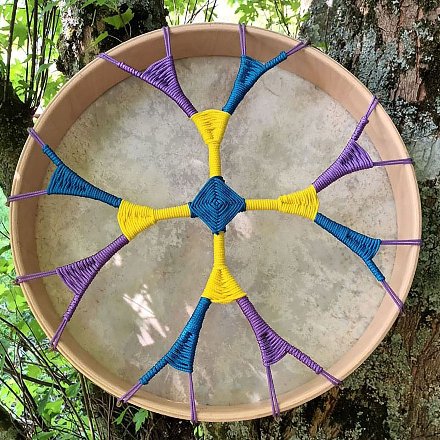 Tambour tissé bleu, jaune et violet (tambour 9)