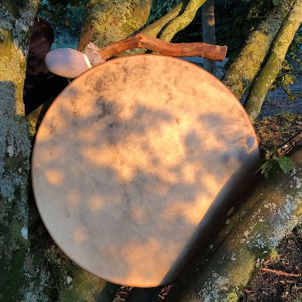 Tambour tissé fuschia et beige (tambour 10)