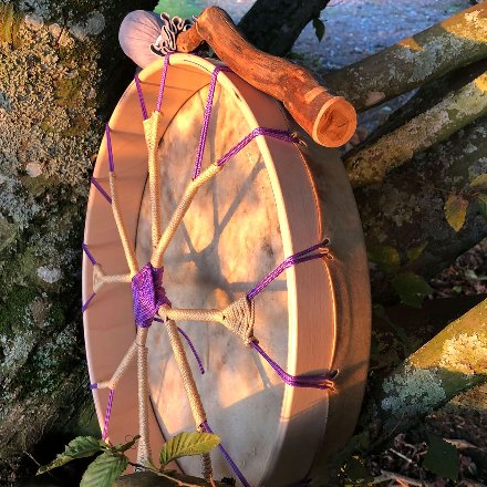 Tambour tissé fuschia et beige (tambour 10)